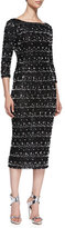 Thumbnail for your product : Alice + Olivia Stein Scalloped Beaded 3/4-Sleeve Sheath Dress