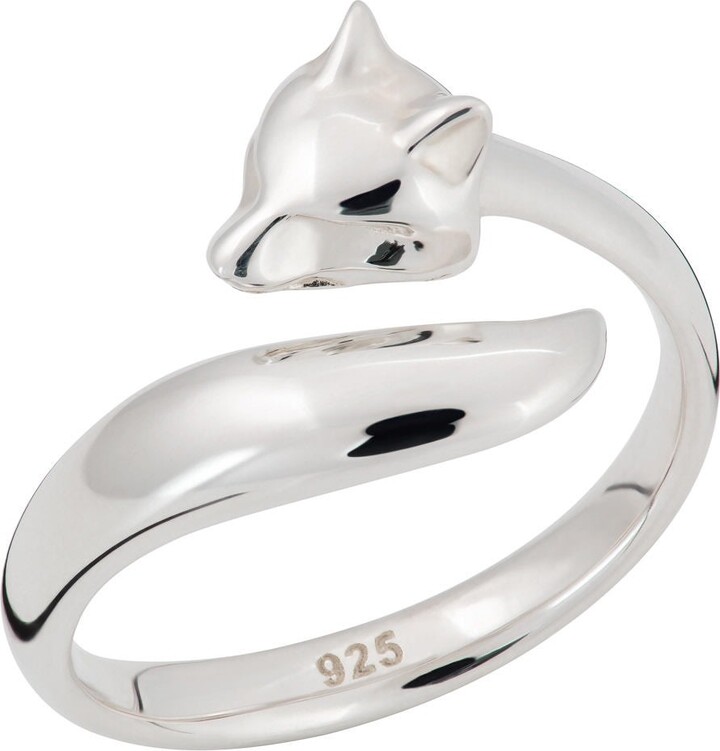 Lily Charmed Sterling Silver Adjustable Fox Ring