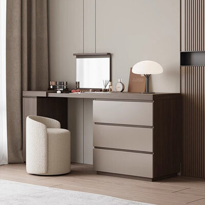 Orren Ellis Makeup Vanity with Light mirror4 drawers1 chair