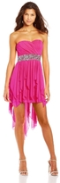 Thumbnail for your product : My Michelle Juniors Sweetheard Neckline High-Low Dress with Sequin Waistband