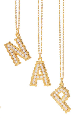 PACHAREE Alphabet Gold-plated Pearl Necklace - A