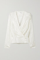 Thumbnail for your product : Anine Bing + Helena Christensen June Silk-blend Satin-jacquard Wrap Top