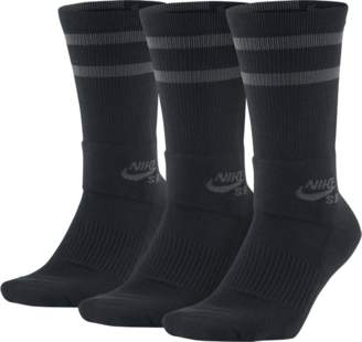Nike SB Dry Crew Skateboarding Socks (3 Pair) Size Small (Black)