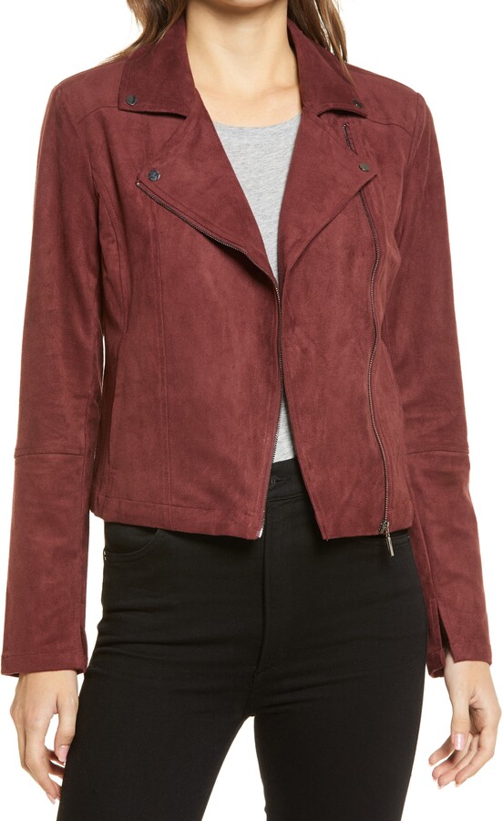 red faux suede jacket