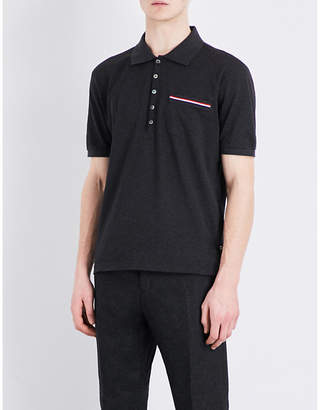 Thom Browne Stripe-detailed cotton-piqué polo shirt