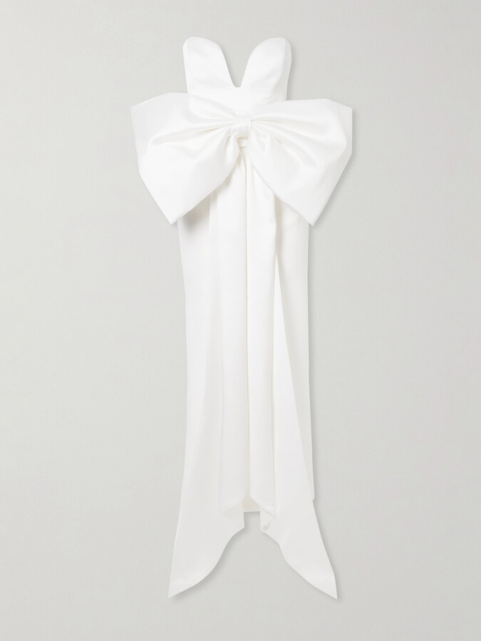The New Arrivals Ilkyaz Ozel - Peggy Strapless Bow-detailed Satin Gown - White