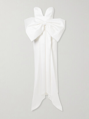 The New Arrivals Ilkyaz Ozel - Peggy Strapless Bow-detailed Satin Gown - White