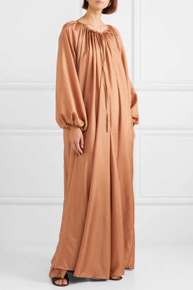 Kalita Andromeda Belted Silk-habotai Maxi Dress - Bronze
