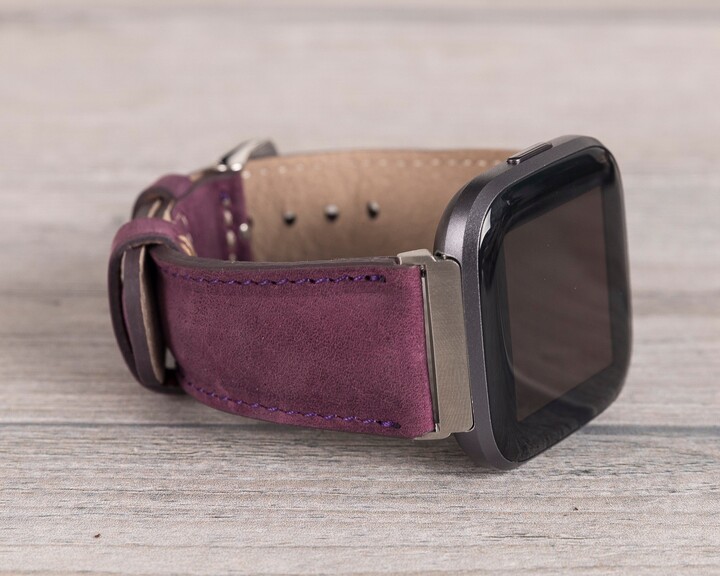 Purple Leather Fitbit Watch Band, Versa 1-4-Lite-Sense/Sense 2
