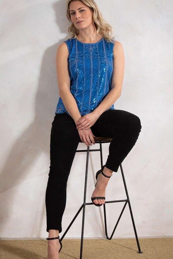 Klass. Embellished Sleeveless Mesh Top ShopStyle