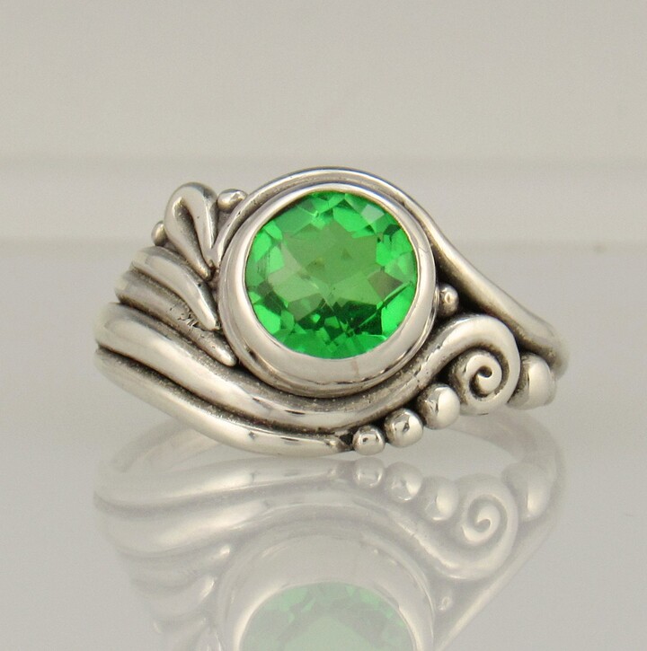 Etsy sterling Silver 8mm Green Quartz Doublet Ring -