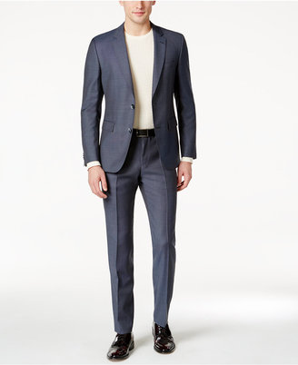 HUGO BOSS Men's Slim-Fit Medium Blue Pindot Suit