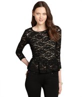 Thumbnail for your product : Greylin black bella lace stretch peplum long sleeve top