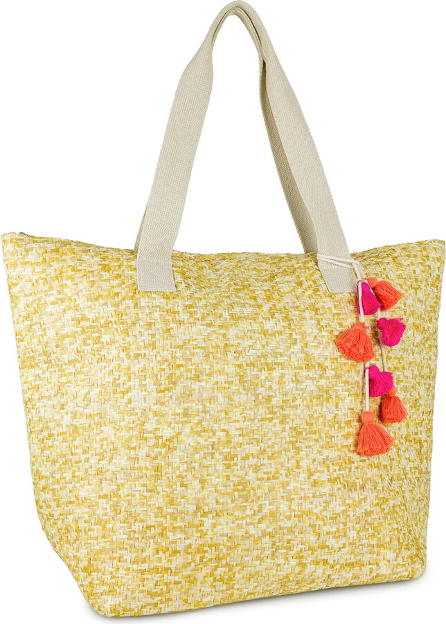Magid Women’s Insulated Beach Tote Bag with Tassel and Flat Handle