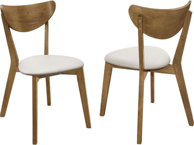 Hokku Designs 2Pcs Chestnut Finish Dining Chairs With Tan Seat - Value For Money & Curved Back (2 ) User-