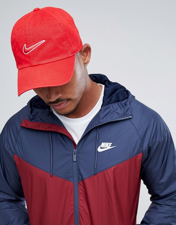 Nike embroidered swoosh cap in red - ShopStyle Hats