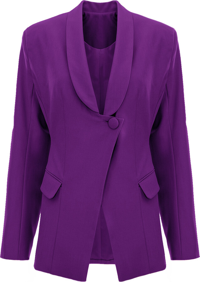 Bluzat Purple Blazer With V-Neck