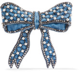 Thumbnail for your product : Gucci Velvet, Crystal, Bead And Faux Pearl Brooch - Blue
