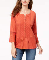 Thumbnail for your product : Style&Co. Style & Co Lace-Embellished Bell-Sleeve Tunic, Created for Macy's