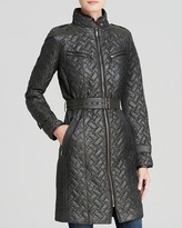 Thumbnail for your product : Cole Haan Coat - Signature Quilted Belted Faux Leather Detail