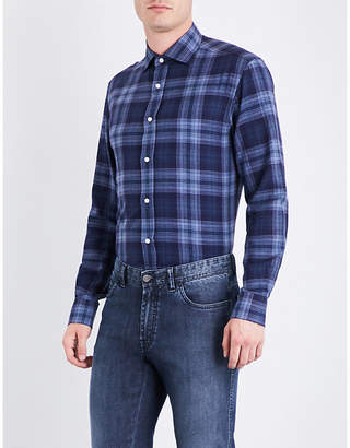 Ralph Lauren Purple Label Checked regular-fit brushed-cotton shirt
