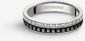 Boucheron Quatre Black Edition 18ct white-gold and 0.24ct diamond wedding band