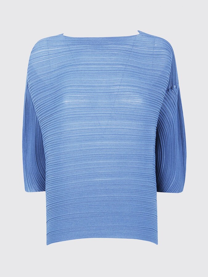 Pleats Please Issey Miyake Top Woman color Gnawed Blue