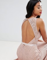Thumbnail for your product : City Goddess Petite Lace Maxi Dress With Satin Belt