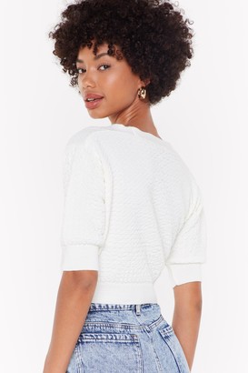 Nasty Gal Womens Rumour has Knit Cropped Button-Down Cardigan - White - L