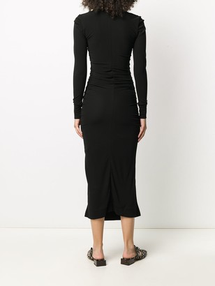 Ganni Square-Neck Fitted Dress