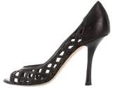 Thumbnail for your product : Christian Dior Leather Lattice Peep-Toe Pumps