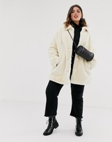 Thumbnail for your product : ASOS DESIGN Curve faux fur button through coat in cream
