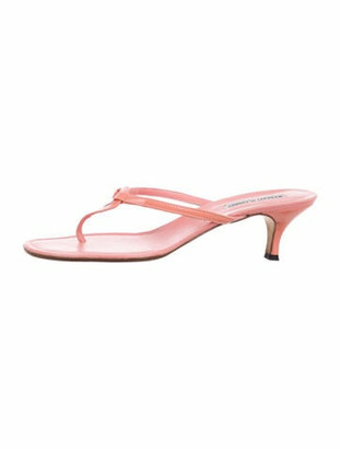 Manolo Blahnik Patent Leather Thong Sandals Pink - ShopStyle