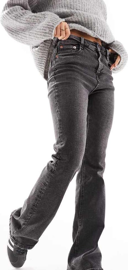 Stradivarius Petite straight bootcut jean in black wash ShopStyle
