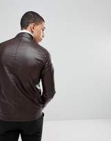 Thumbnail for your product : Soul Star Ribbed Arm Faux Leather Zip Through Jacket