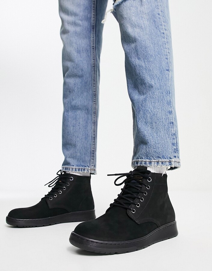 Jack and Jones suede lace-up boots in black - ShopStyle