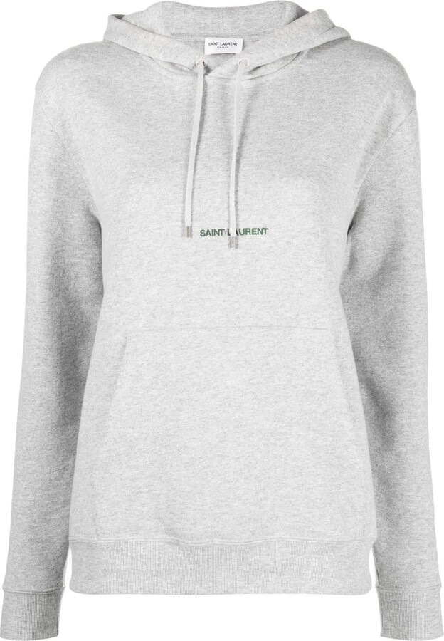 Saint Laurent Embroidered Logo Long-Sleeve Hoodie