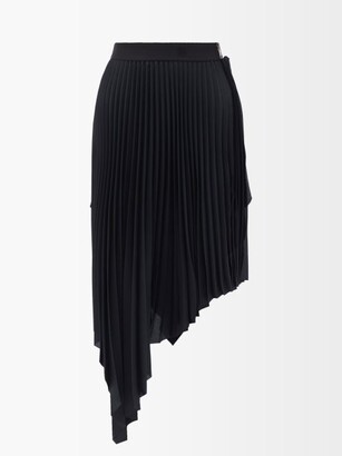 Givenchy Asymmetric Hem Pleated Midi Skirt - Black - ShopStyle