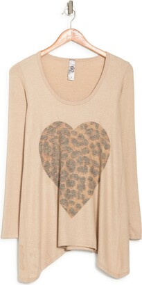GO COUTURE Assymetrical Leopard Heart Swing Sweater
