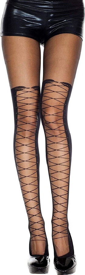 Music Legs Women’s Lace up thigh hi look spandex pantyhose