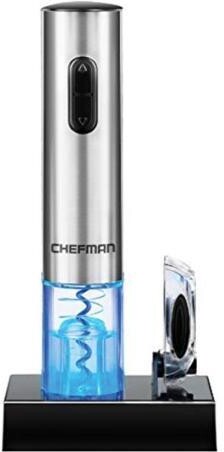 Chefman Electric Wine Opener With Foil Cutter, Automatic Corkscrew And Foil Remover, One Touch Wine Bottle Opener With Rechargeable Battery And...
