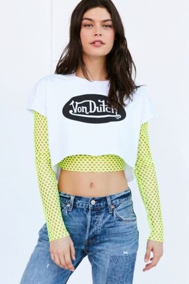 Out From Under Diamond Fishnet Long Sleeve Crop Top