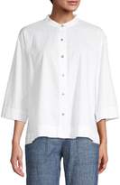 Thumbnail for your product : Eileen Fisher Wide-Fit Mandarin Collar Blouse