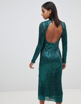 Thumbnail for your product : Club L London Club L high neck all over sequin open back midi dress