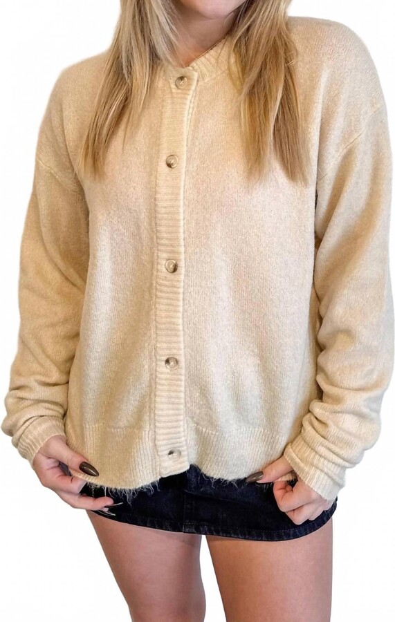 Olivaceous Gillian Oversized Knit Cardigan In Cream