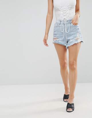 New Look Petite Distressed Mom Shorts
