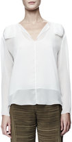 Thumbnail for your product : Chloé Long-Sleeve Georgette Blouse, White