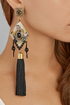 Thumbnail for your product : Etro Gold-tone, cabochon and tassel clip earrings