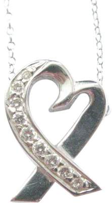 Tiffany & Co. Paloma Picasso 18K White Gold & 0.15ct Diamond Heart Necklace