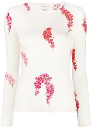 Giambattista Valli Floral-Embroidered Fine-Knit Jumper